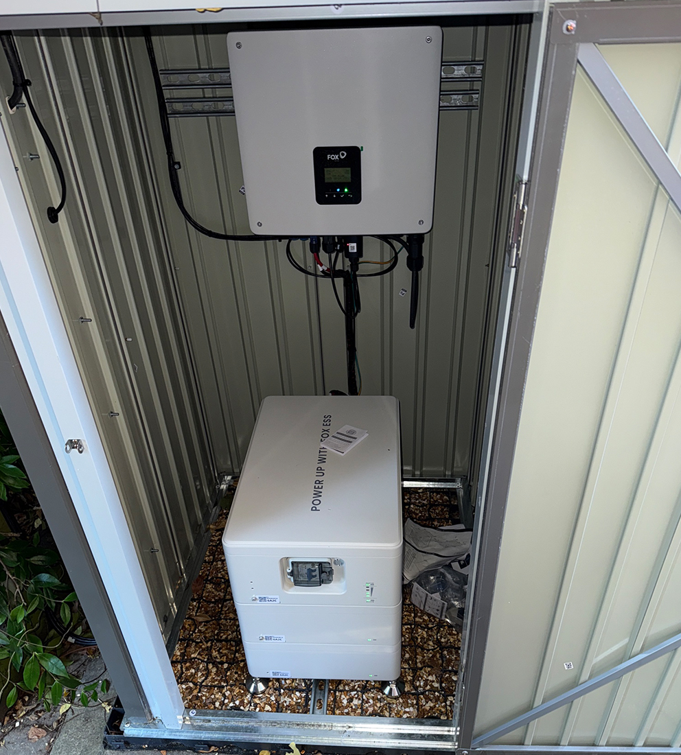 battery storage and ev charging installation in progress