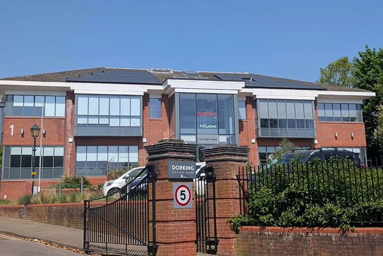 commercial solar panel installation on a business premises