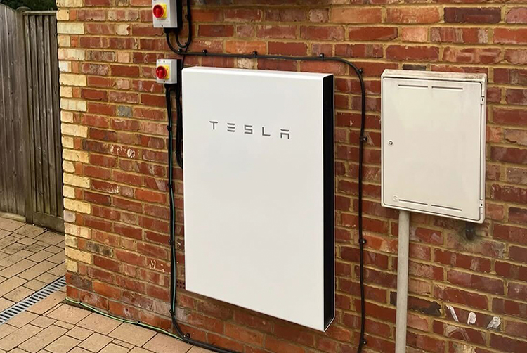 home battery storage system installed alongside solar panels
