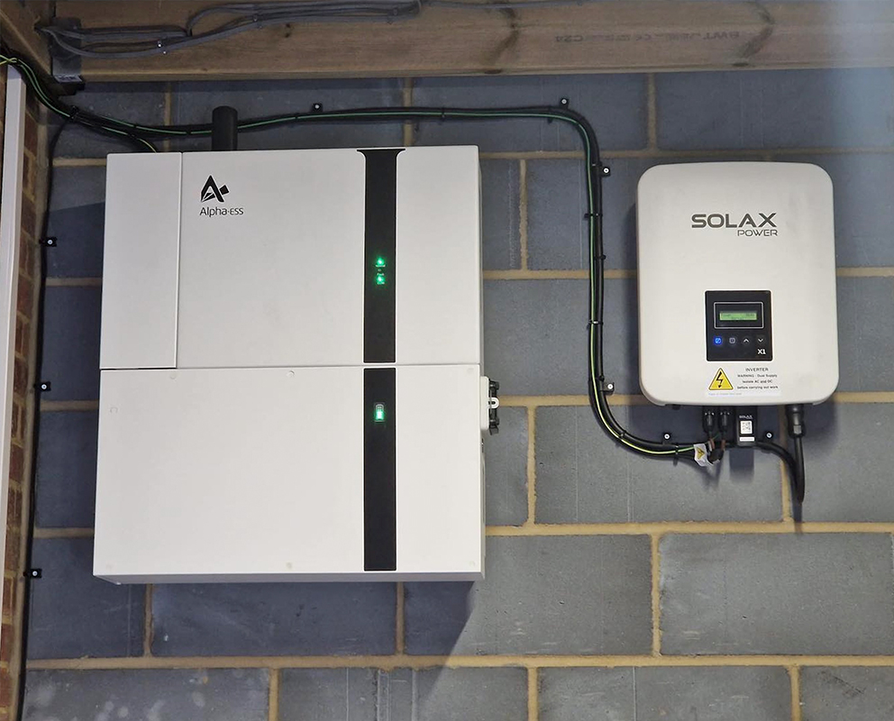 home battery storage system installed in garage