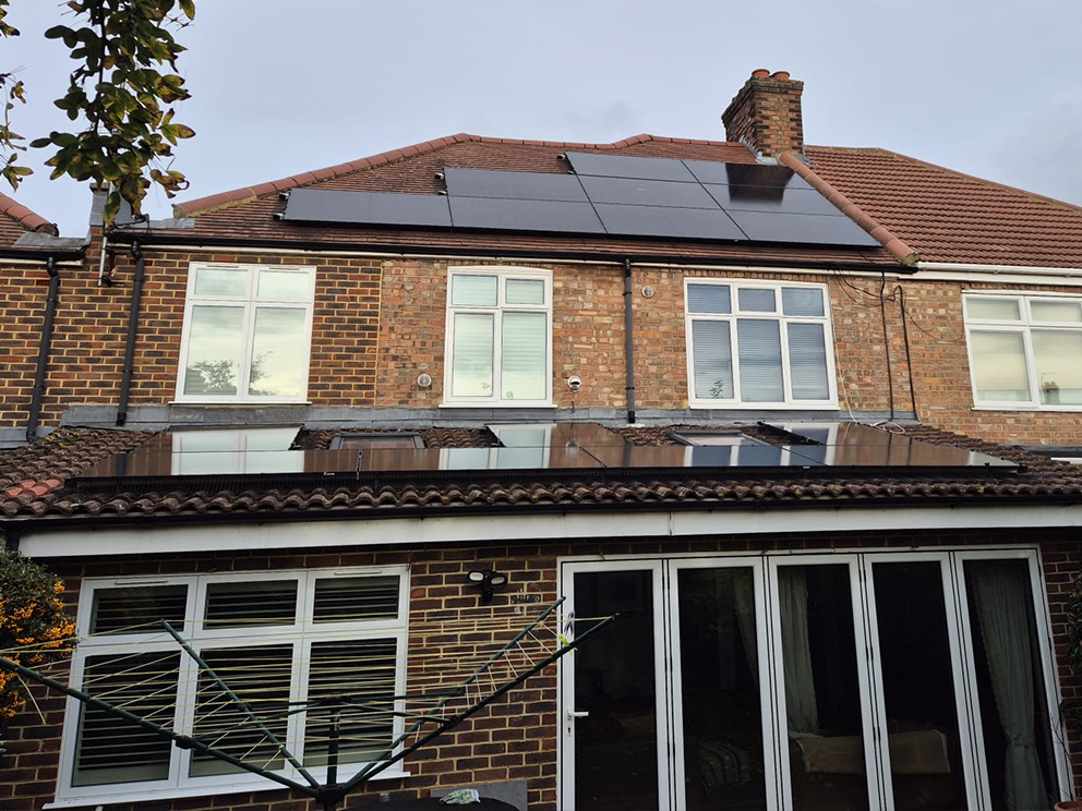 solar panel installation on a residential roof in surrey